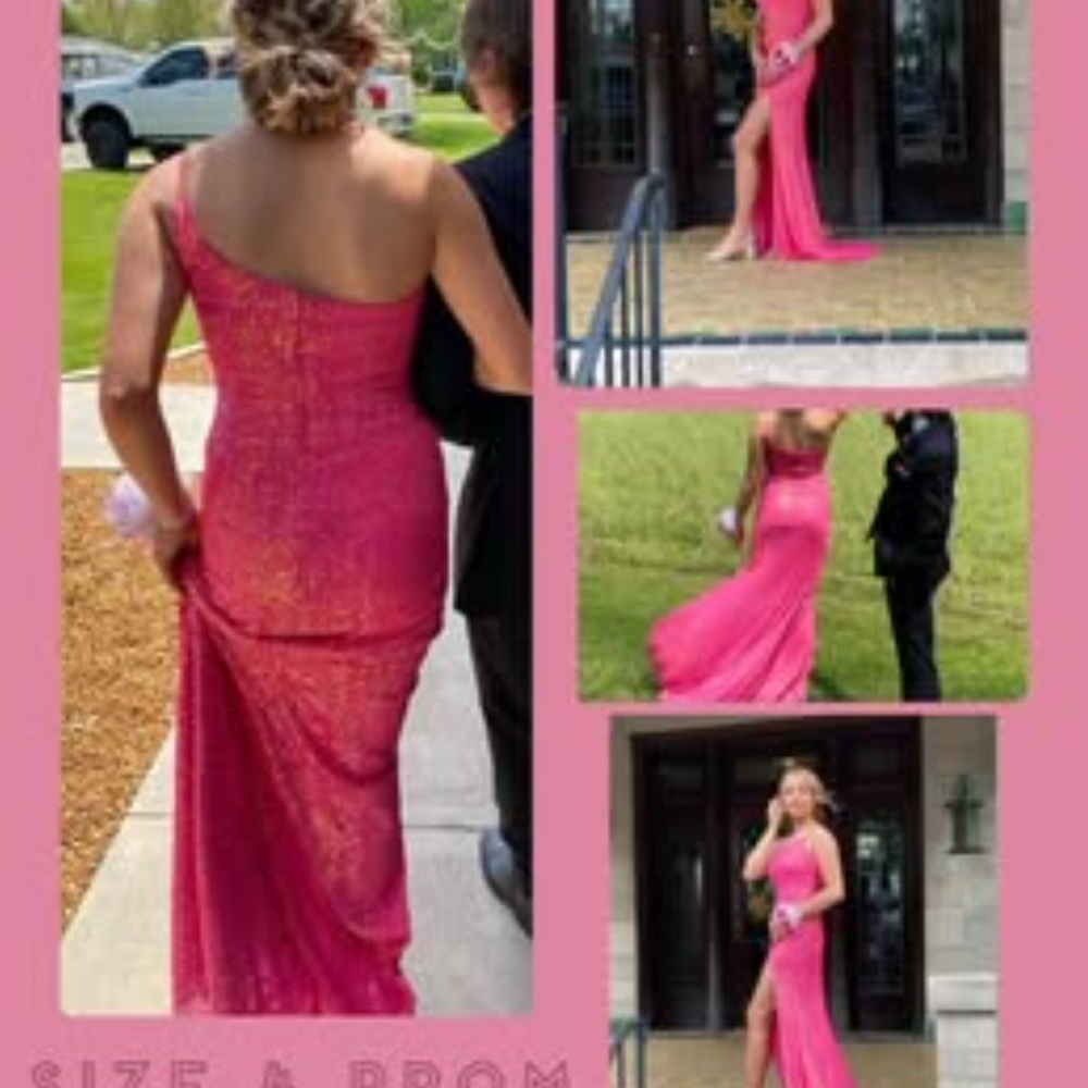 Elegant Pink One-Shoulder Prom Dress